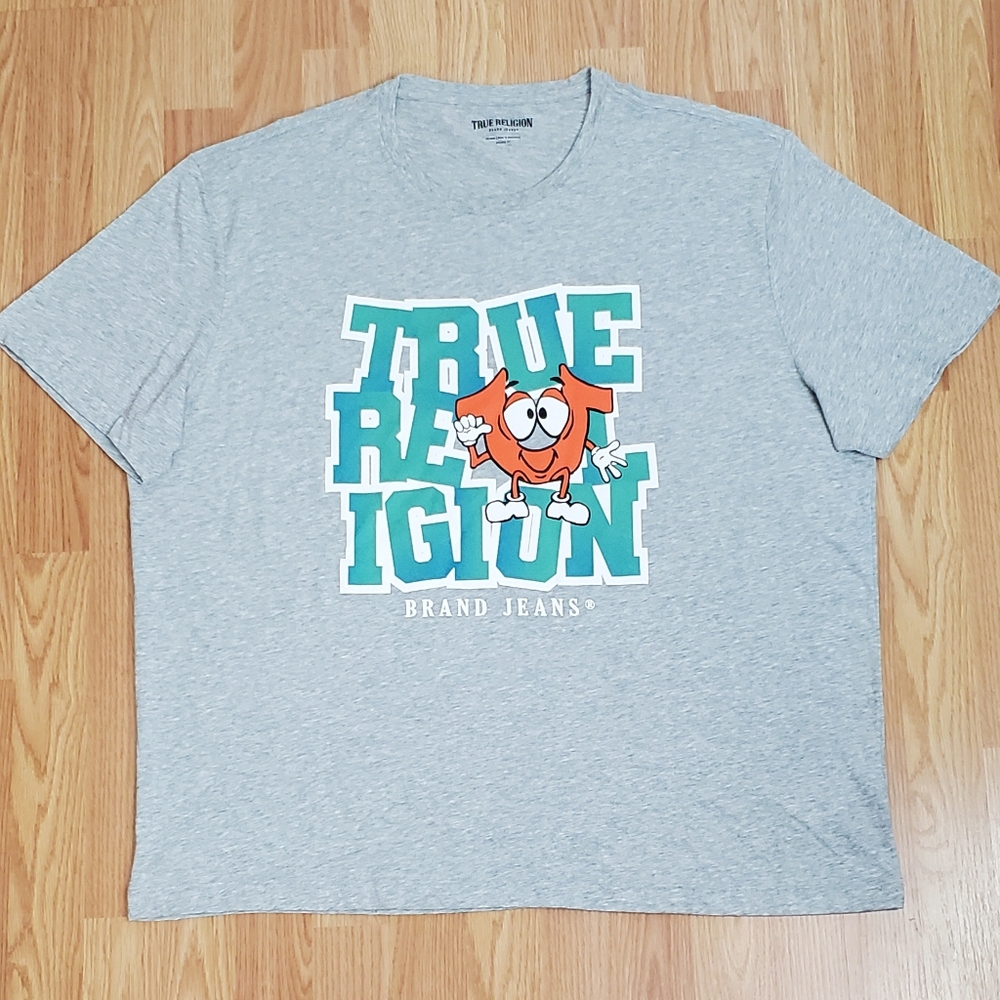 NWOT True Religion short sleeve t shirt 3Xl relaxed Shoey Heather gray logo